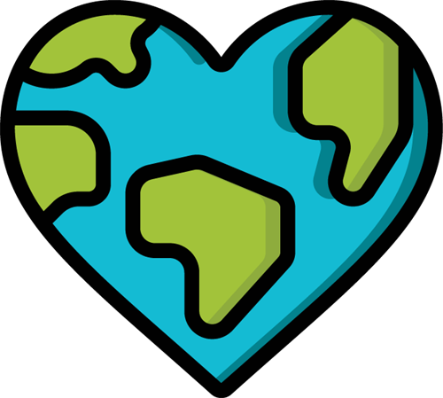 heart shaped globe for global citizen icon